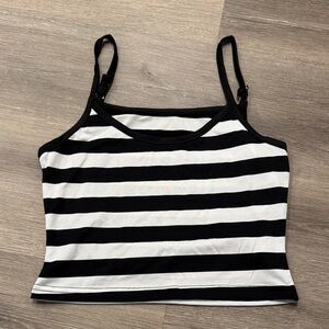 Black and White Striped Women's Top